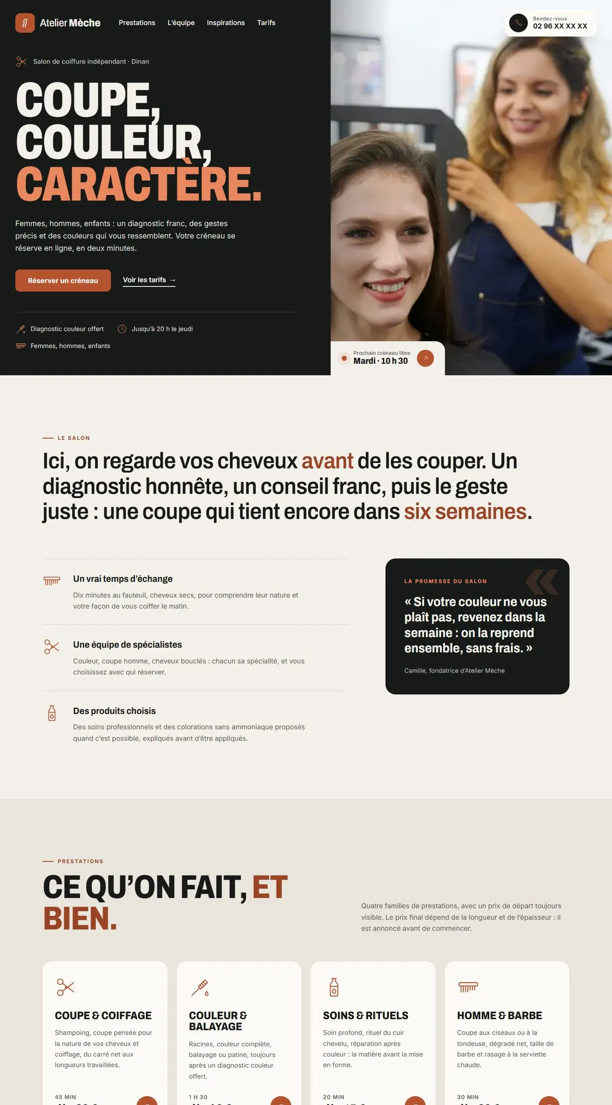Aperçu de la page d’accueil du projet Atelier Mèche
