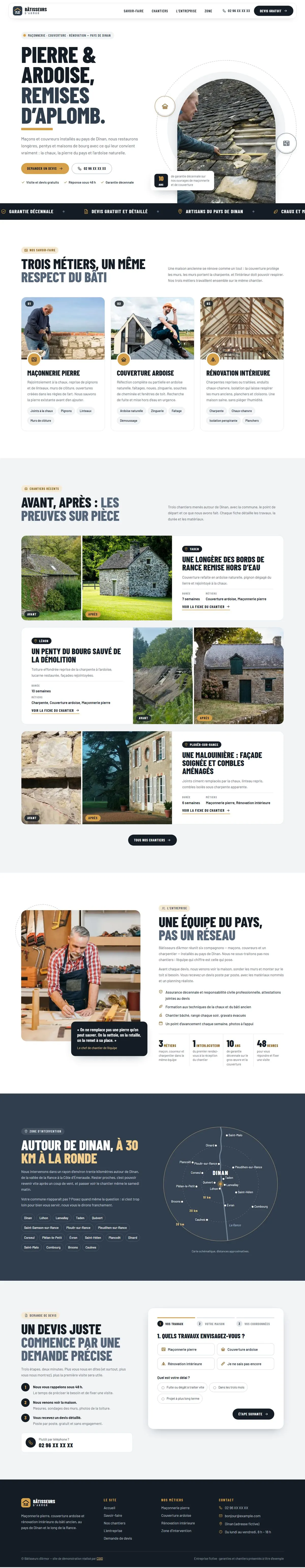 Maquette pleine page du site Bâtisseurs d’Armor