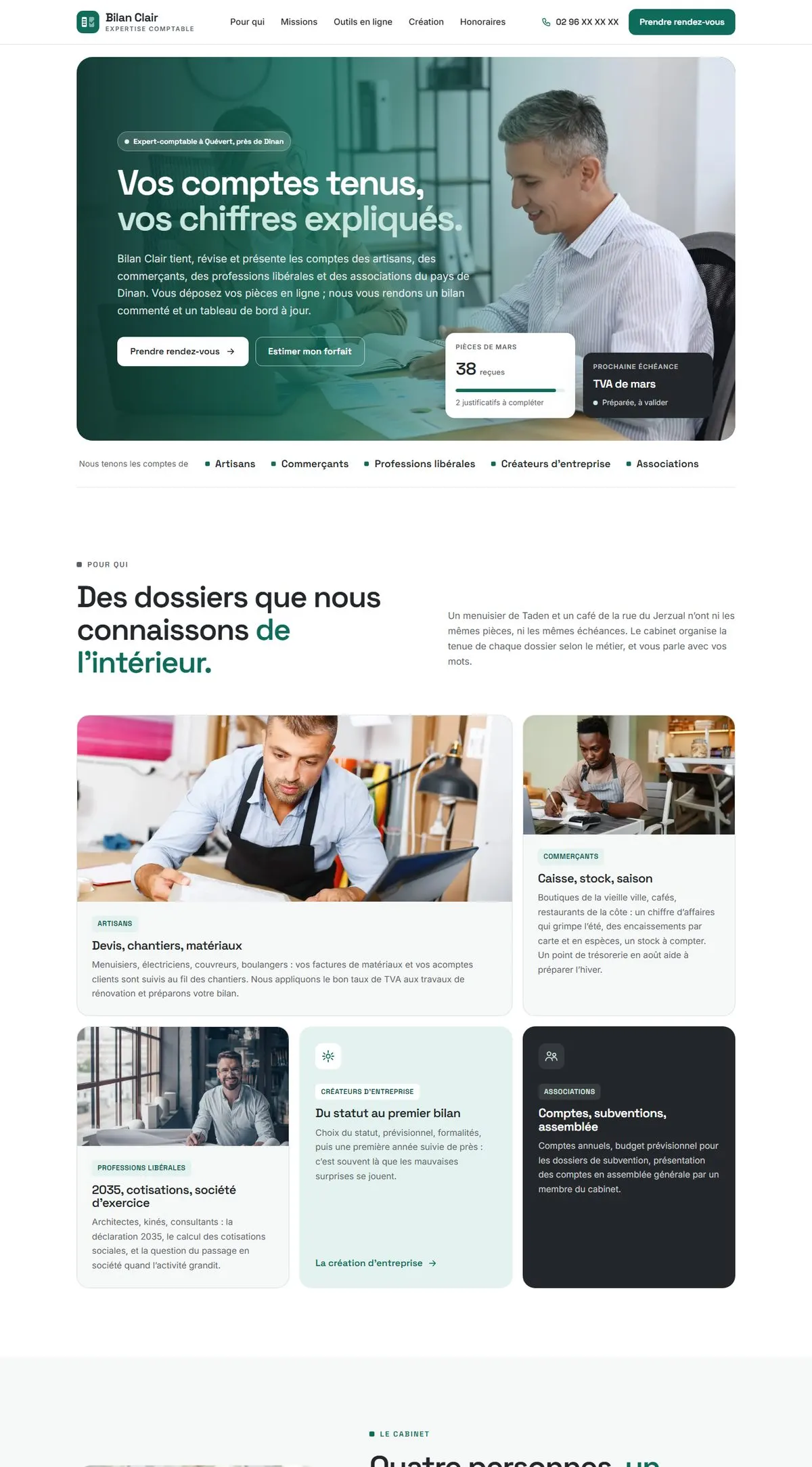 Aperçu de la page d’accueil du projet Bilan Clair
