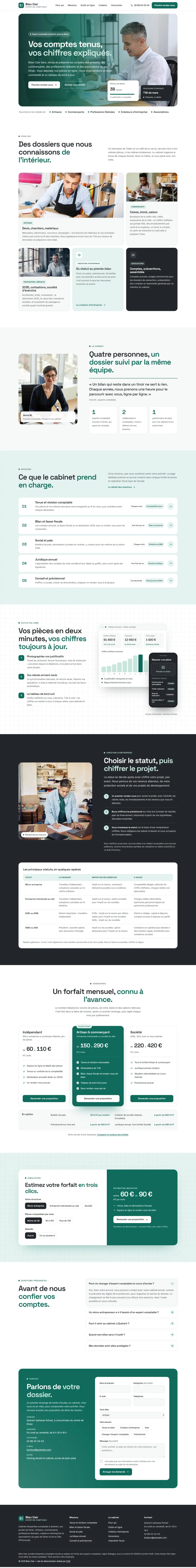 Maquette pleine page du site Bilan Clair