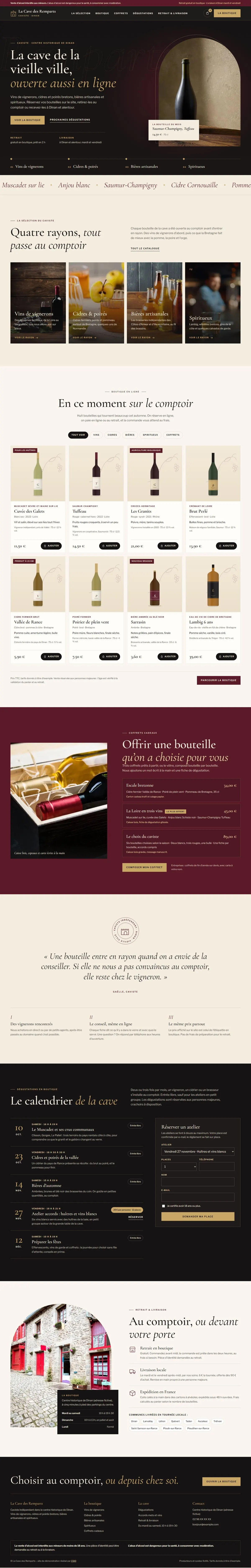 Maquette pleine page du site La Cave des Remparts