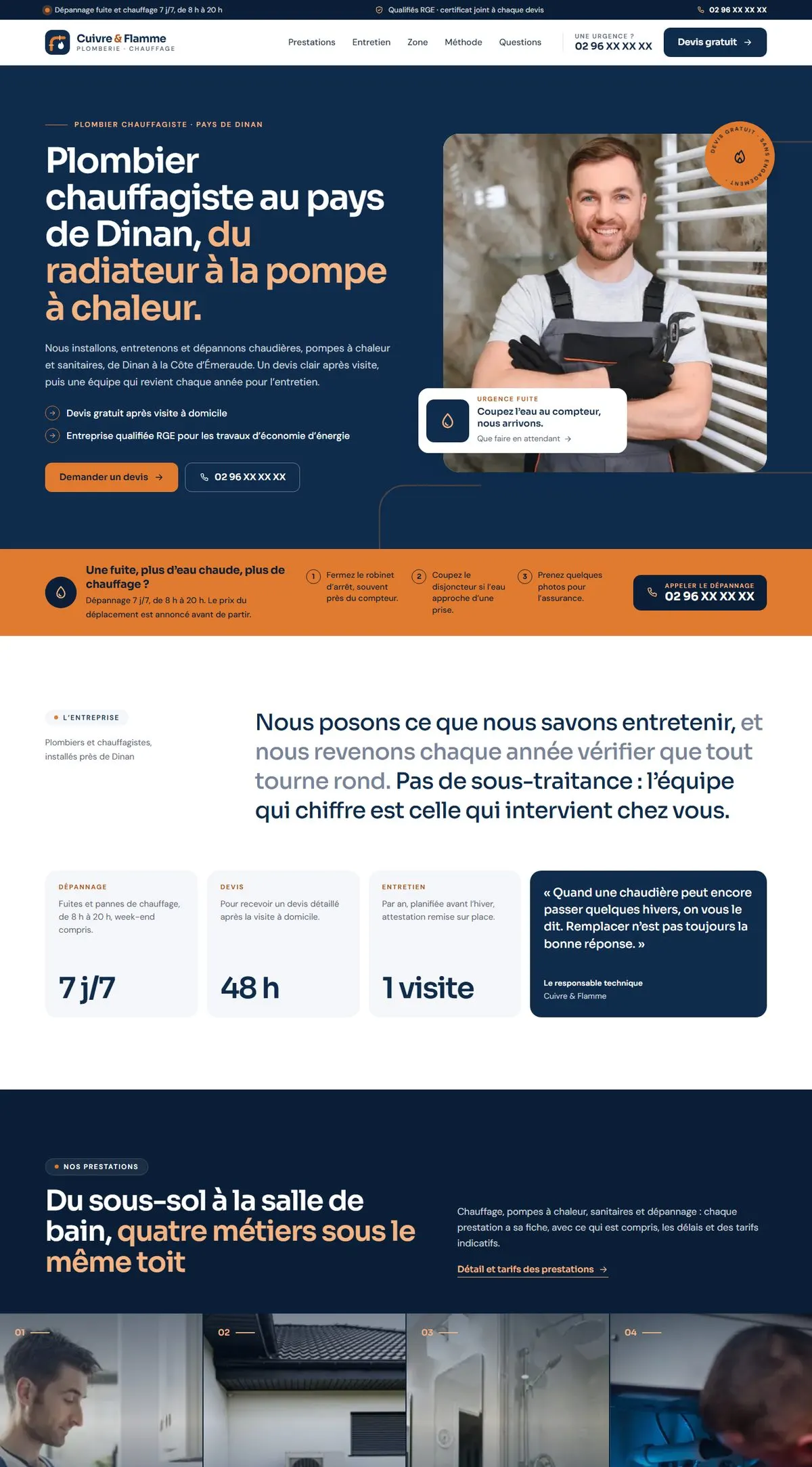 Aperçu de la page d’accueil du projet Cuivre & Flamme