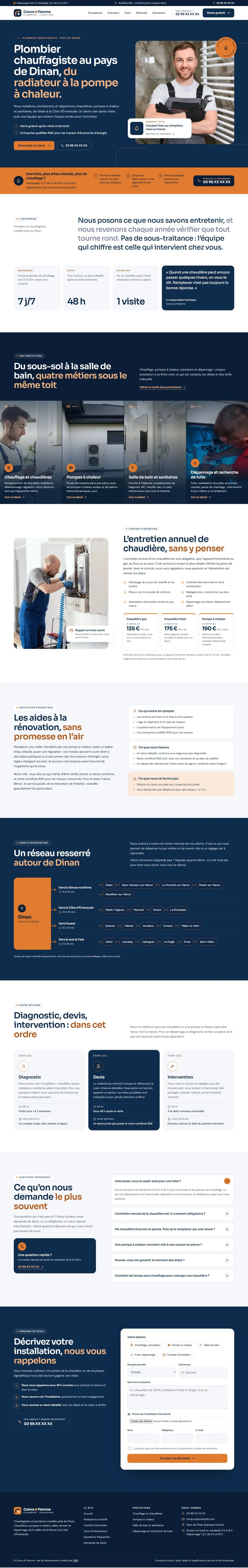 Maquette pleine page du site Cuivre & Flamme