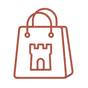 Pictogramme : un sac de courses orné d’une tour