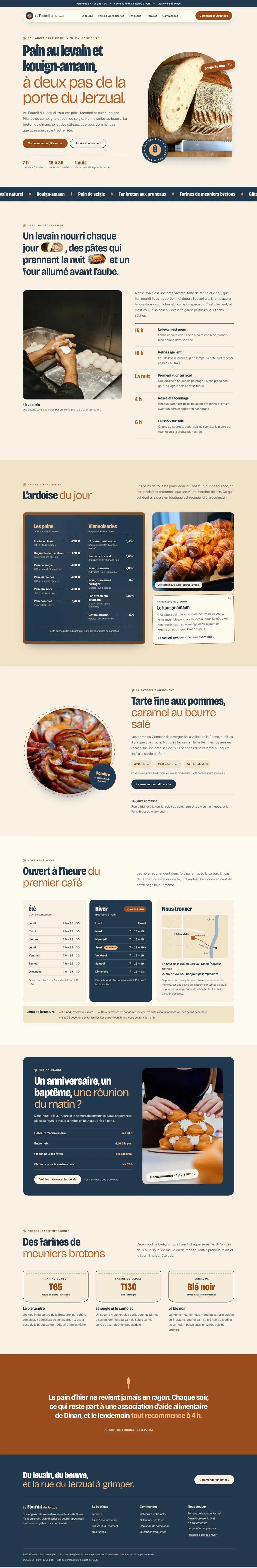 Maquette pleine page du site Le Fournil du Jerzual