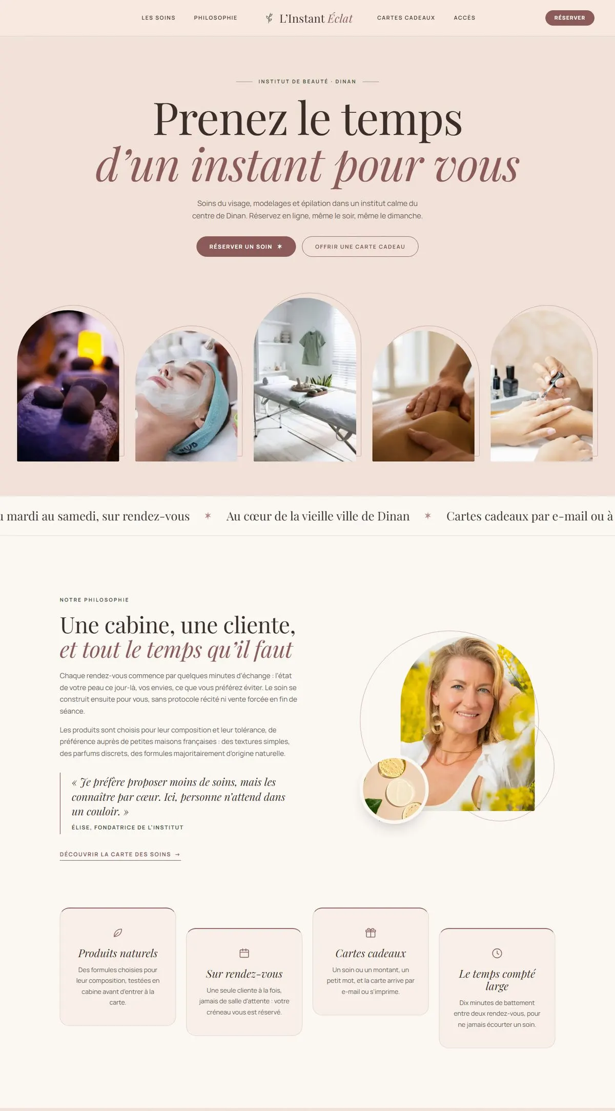 Aperçu de la page d’accueil du projet L’Instant Éclat