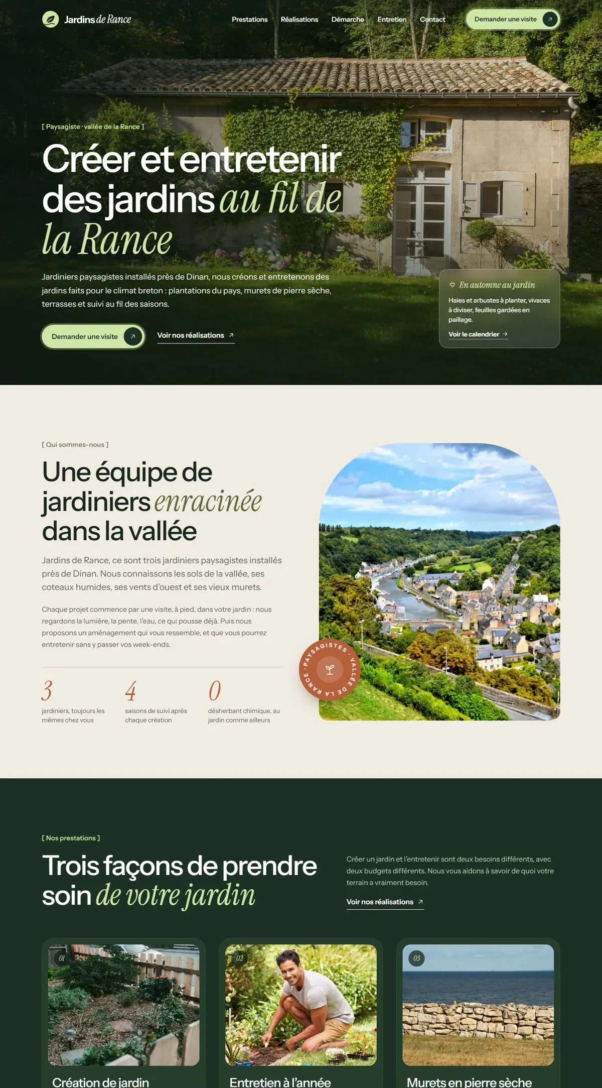 Aperçu de la page d’accueil du projet Jardins de Rance