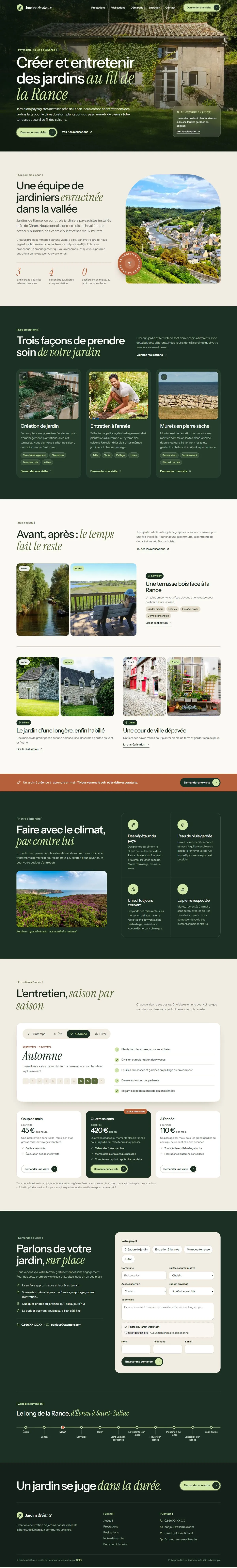 page d’accueil du site Jardins de Rance, paysagiste de la vallée de la Rance