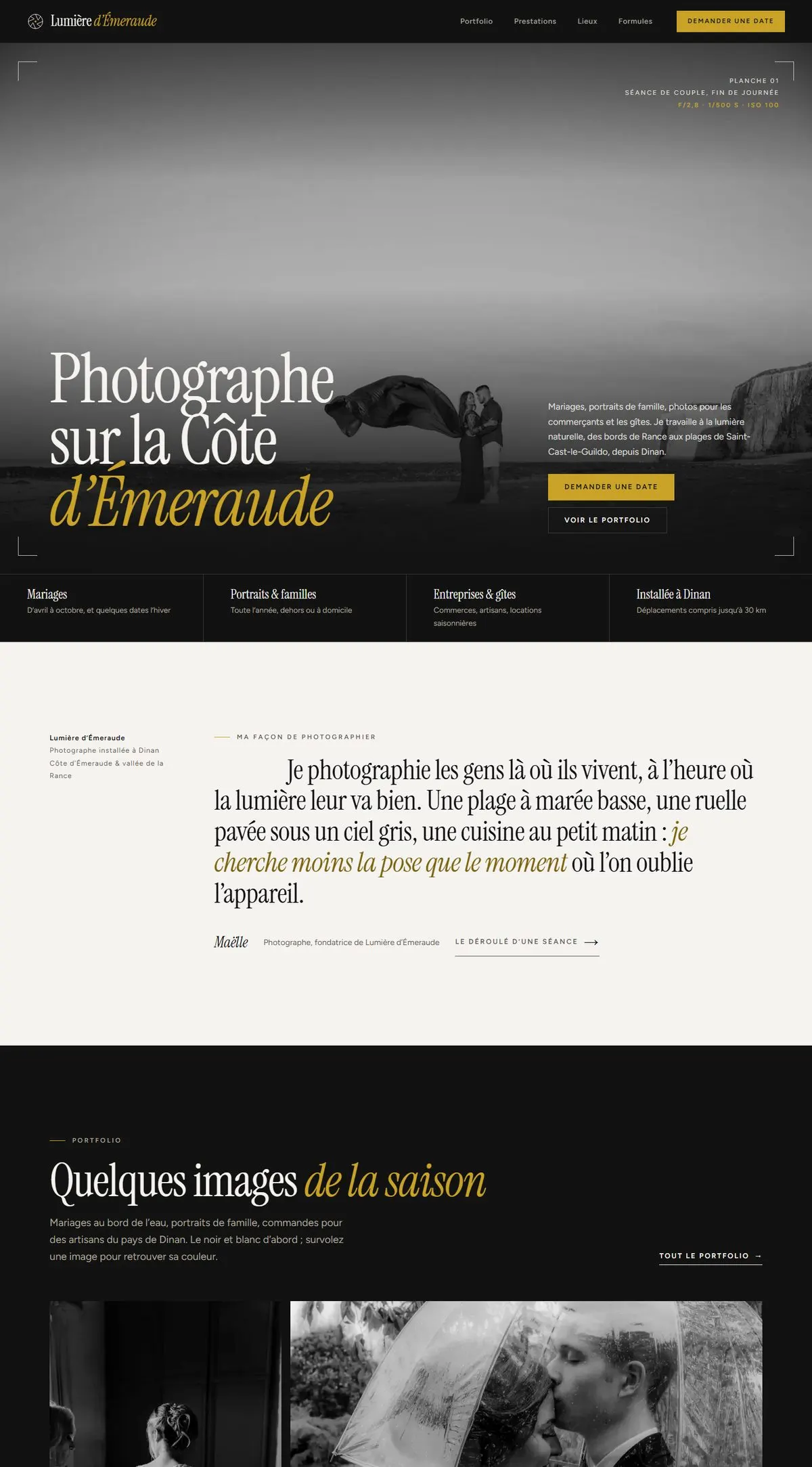Aperçu de la page d’accueil du projet Lumière d’Émeraude
