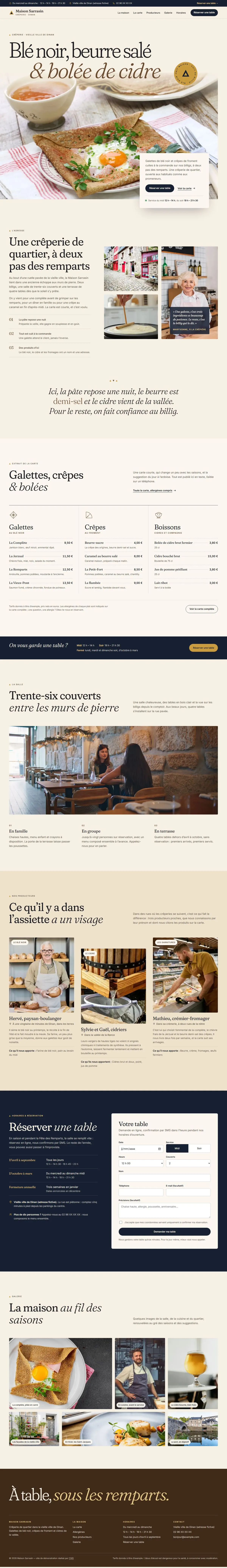 Maquette pleine page du site Maison Sarrasin