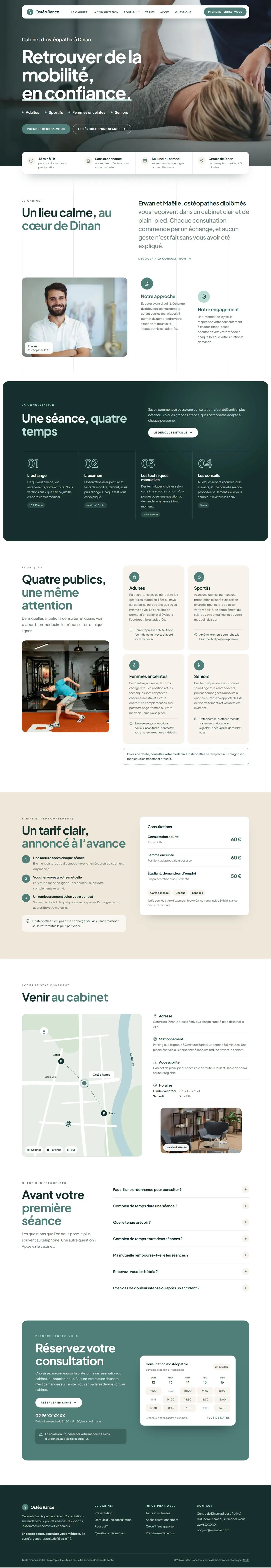 Maquette pleine page du site Ostéo Rance