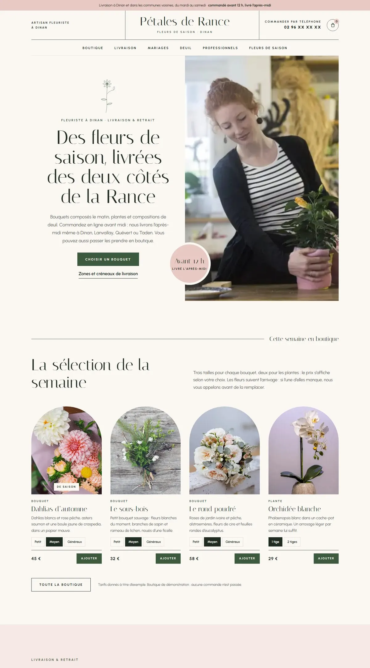 Aperçu de la page d’accueil du projet Pétales de Rance