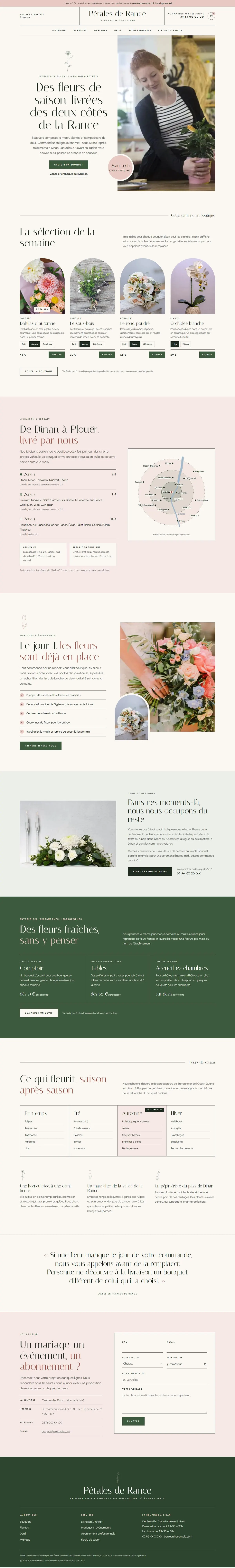 Maquette pleine page du site Pétales de Rance