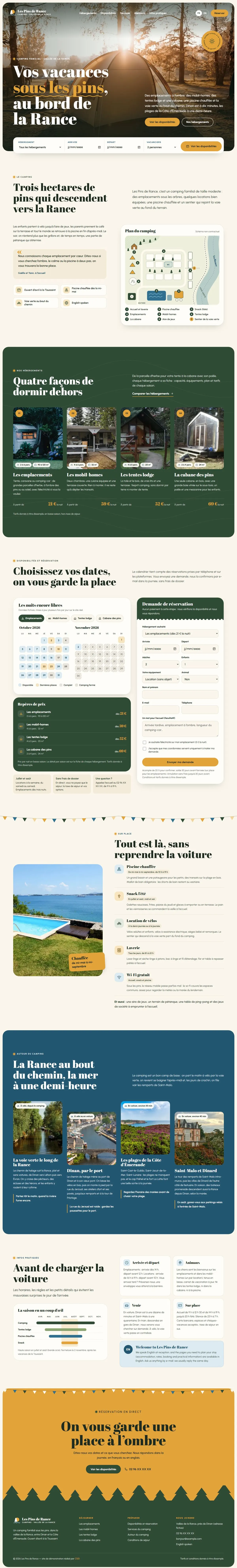 Maquette pleine page du site Les Pins de Rance