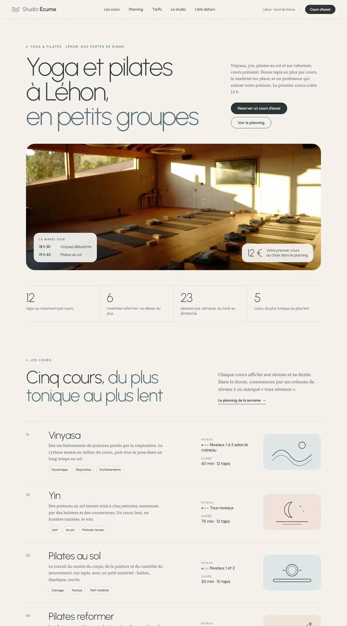 Aperçu de la page d’accueil du projet Studio Écume