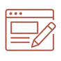 Pictogramme : une fenêtre de navigateur et un crayon